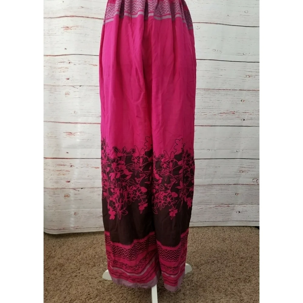 FREE PEOPLE // boho fuchsia print open back wide leg halter style jumpsuit